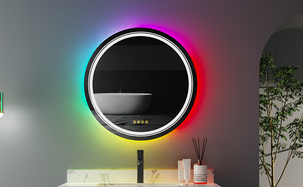 RGB beleuchteter badezimmerspiegel badezimmerspiegel rund badezimmerspiegel mit lampe