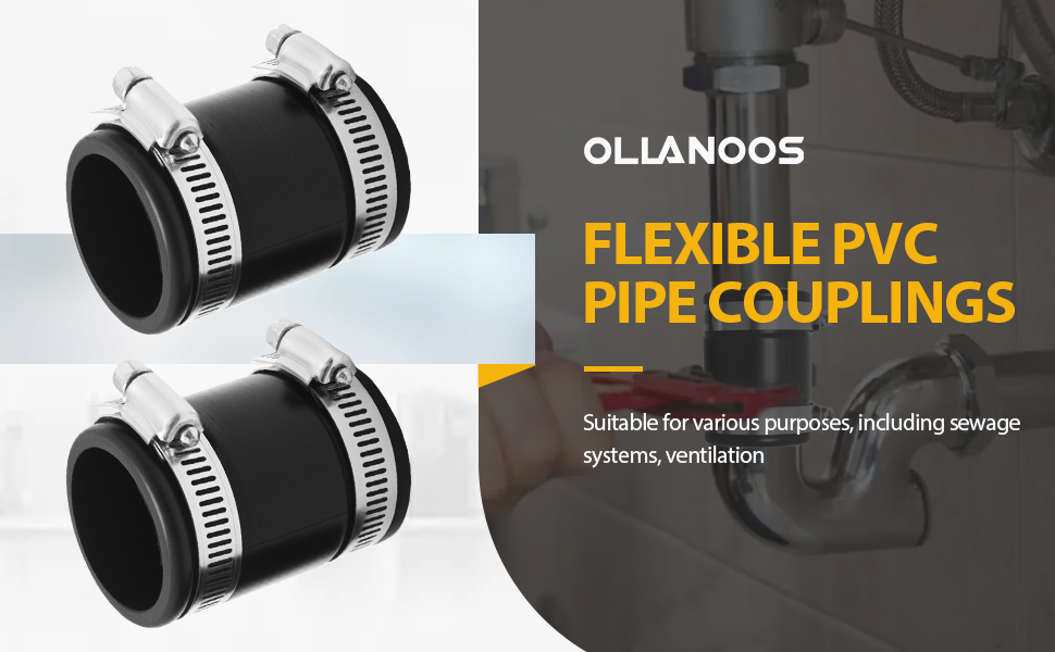 2PCS Flexible PVC Pipe Couplings