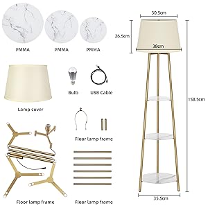 LUVODI Lampada da Terra Vintage: Lampada da Salotto Piantana Moderna