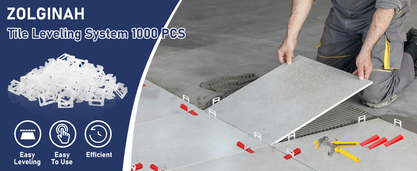 avec 1000 pièces présentées sous forme de tas d'entretoises blanches, ainsi qu'une démonstration de l'installation sur des carreaux de sol