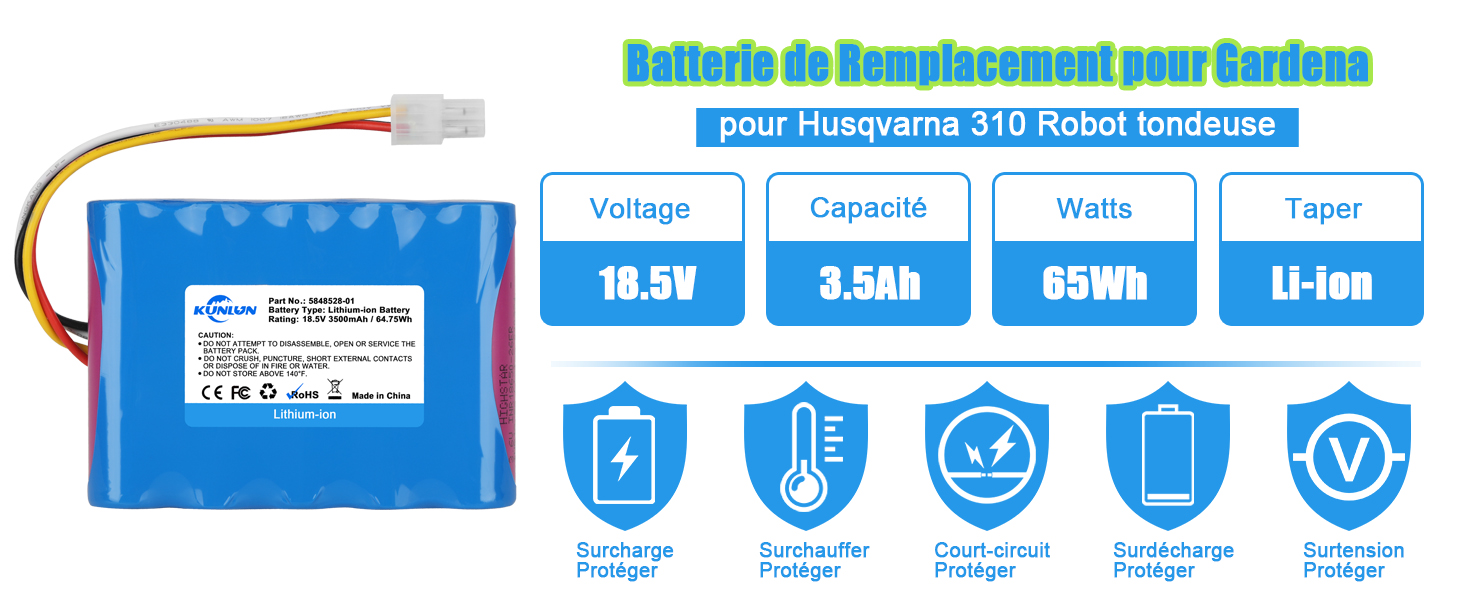 Batterie de Remplacement pour Husqvarna Automower 310 315 315X 584 85 28-02