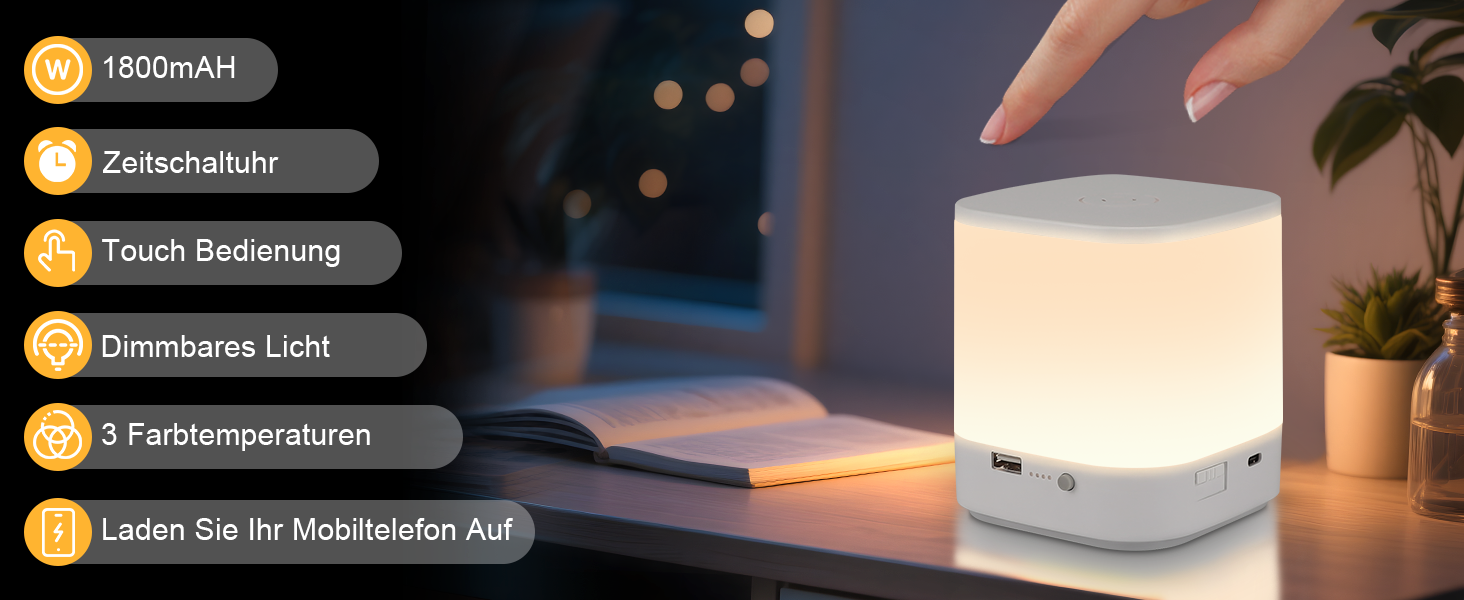 nachttischlampe ohne kabel