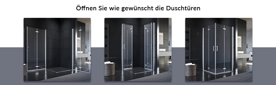 SONNI Duschkabine 100x100 cm falttür Eckeinstieg faltbar Duschabtrennung Faltdusche NANO 195cm