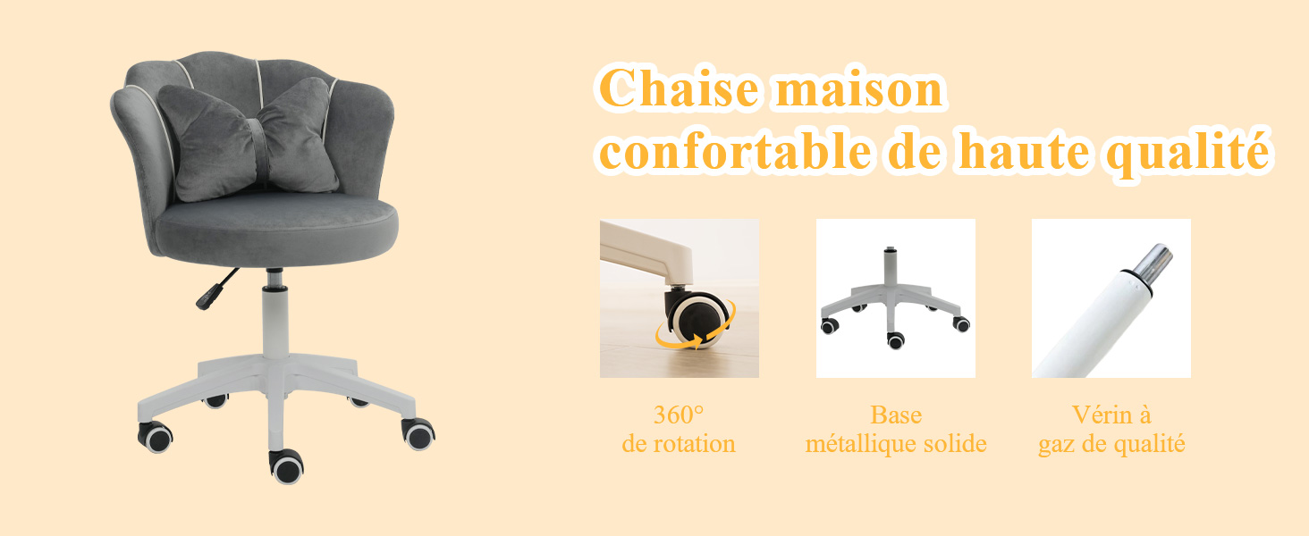 Chaise Bureau, Chaise Coiffeuse, Fauteuil Coquillage, Chaise de Bureau Ergonomique, Chaise Pivotante