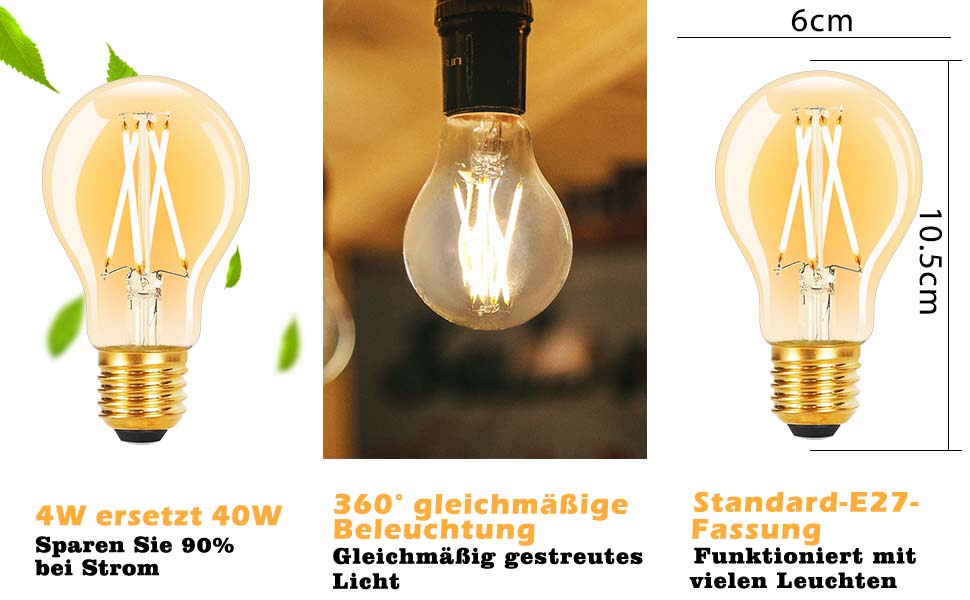 vintage glühbirne e27 led