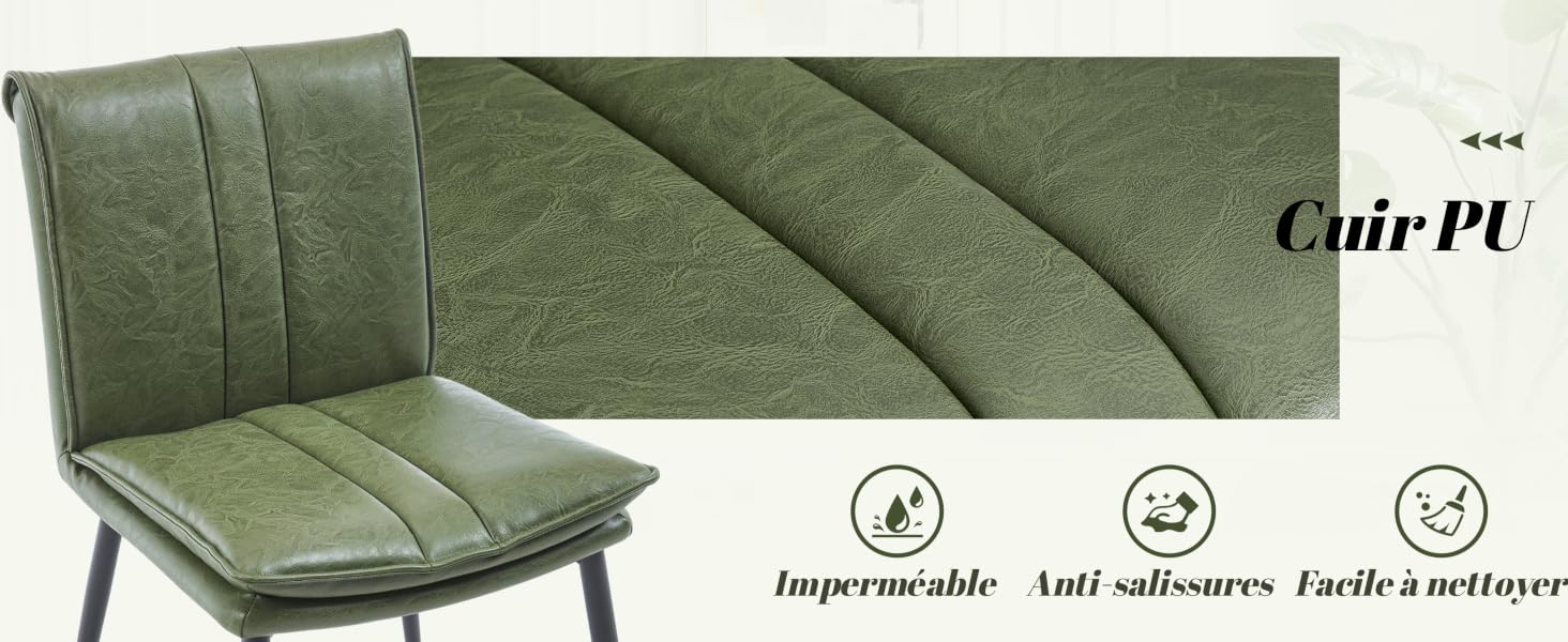 Lot de 2 Chaises de Cuisine avec Pieds en Métal