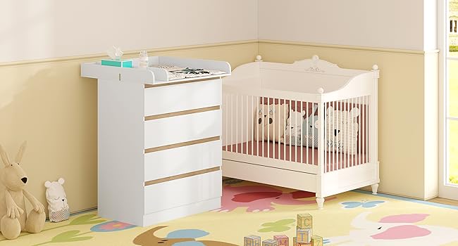 habitación para bebés con una cama de bebé y una cómoda