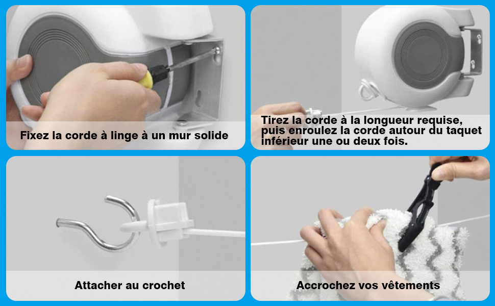 Corde à linge rétractable