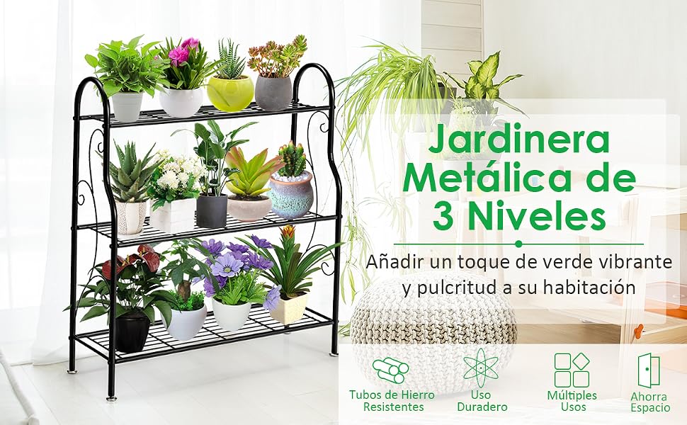Soporte para Plantas de Metal de 3 Niveles