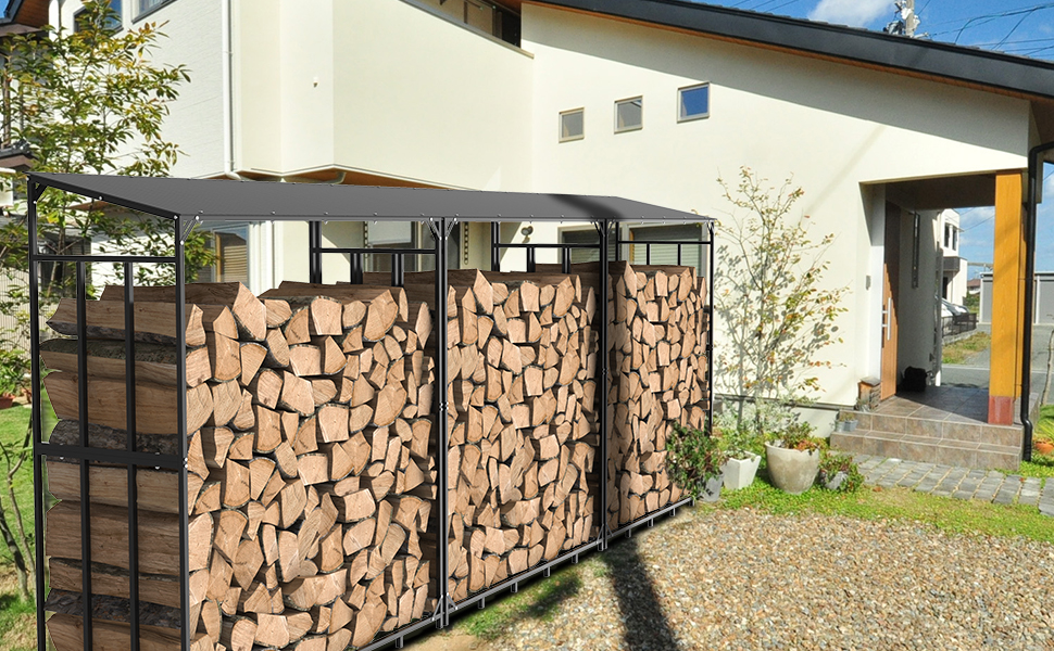 Vanvilla Kaminholzregal Metall 135x70x165 Cm - Brennholz Lagerung Für Draußen