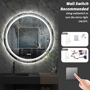 LUVODI espejo pared led redondo