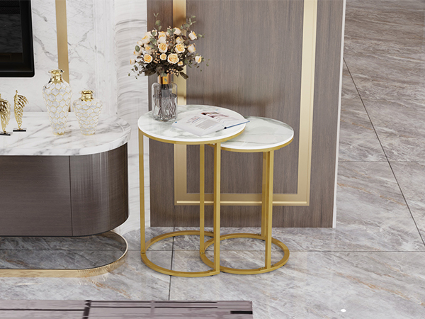 FATIVO Table d’Appoint en Marbre