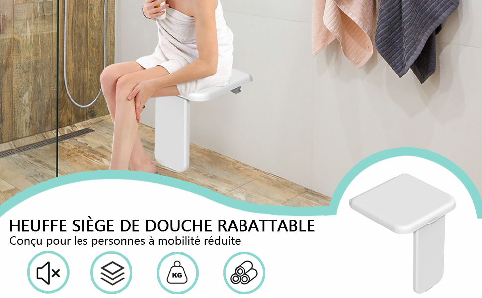 fixé au mur de la salle de bain, conçu pour l'accessibilité et une fonctionnalité peu encombrante
