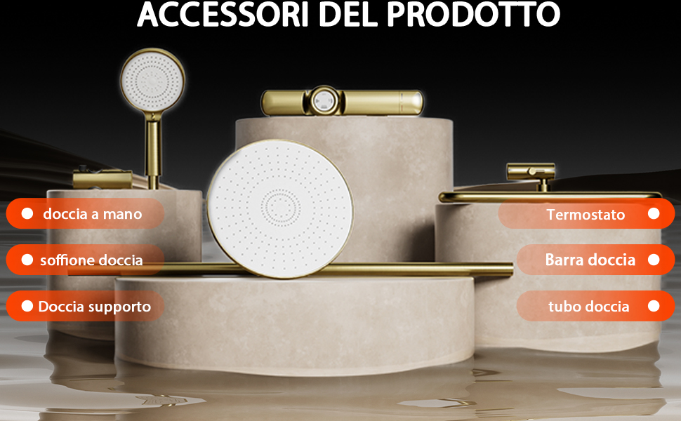 Serie di foto circolari di prodotti che mostrano varie angolazioni e dettagli di quelli che sembrano essere oggetti di arredamento o decorazioni per la casa.