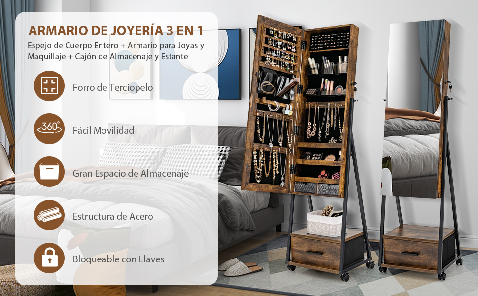 Espejo Joyero de Pie