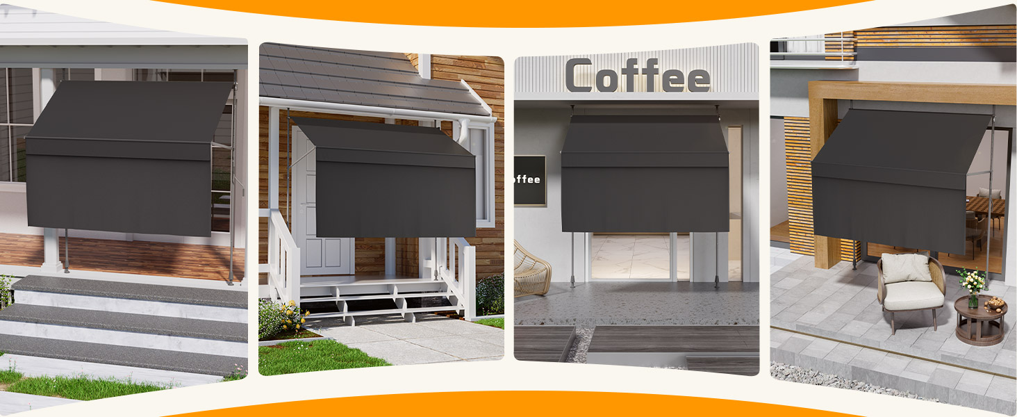 Mehrere Außenansichten von Schaufenstern zeigen digitale Displayinstallationen, die an verschiedenen Gebäudefassaden montiert sind. Der sichtbare Text beinhaltet „Kaffee“.