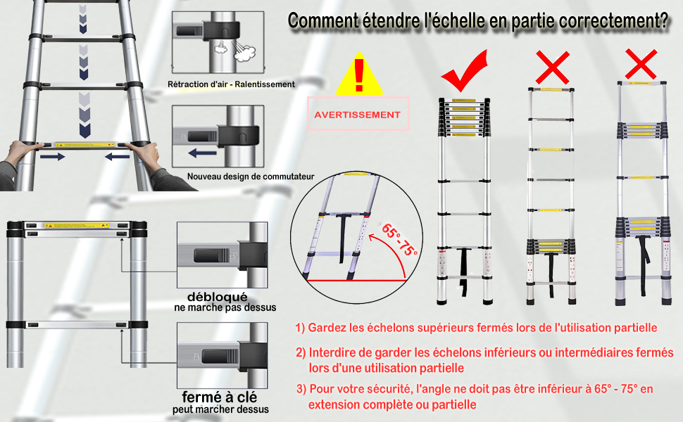 échelle télescopique échelle pliable Multi-Fonction Echelle Pliable 