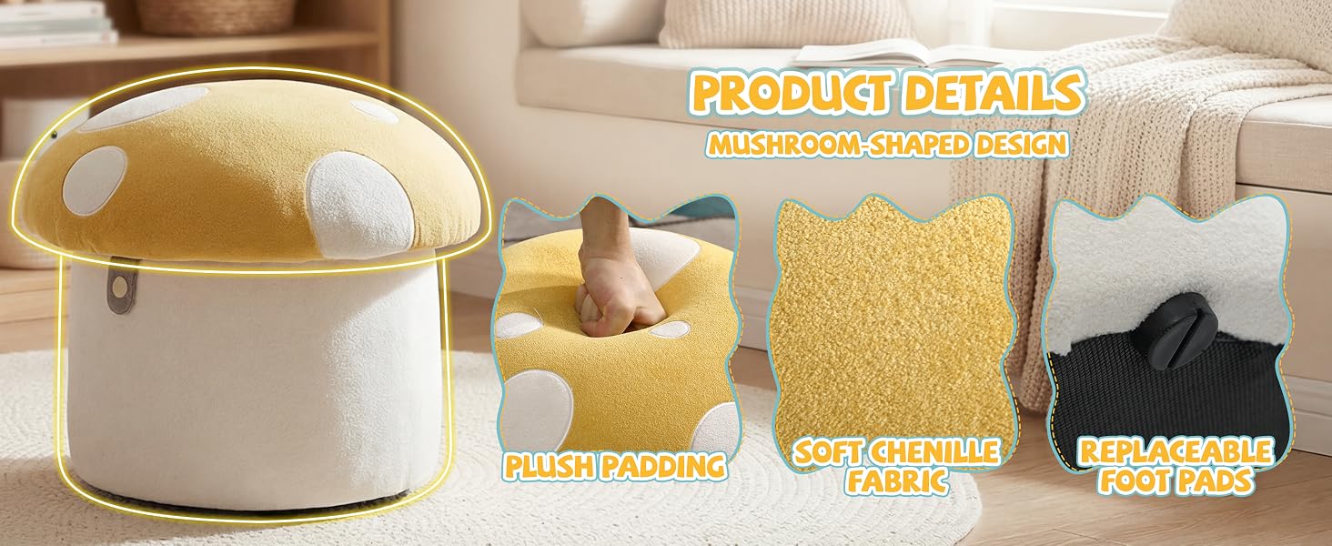Text reads 'PRODUCT DETAILS' with product overview section showing beige/cream colored appliance with accessories displayed: yellow sponge, black brush, and black container.