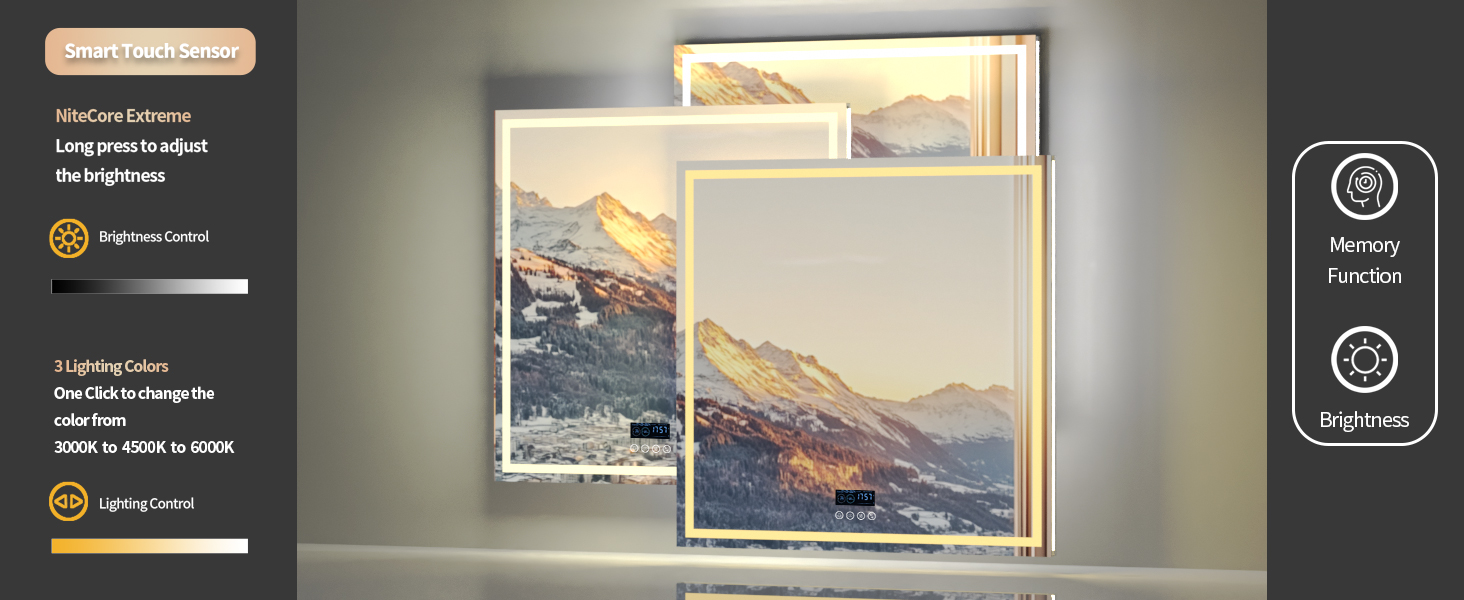 specchio Bagno con Luce Specchio Bagno LED con Bluetooth 3 Temperature Colore Dimmerabile 