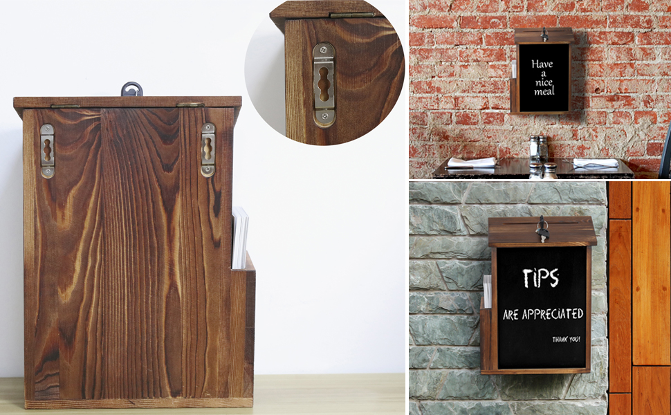 Cassetta Delle Donazioni In Legno - Con Serratura, Lavagna Scrivibile, 21x16,5x20 Cm - Foto 9