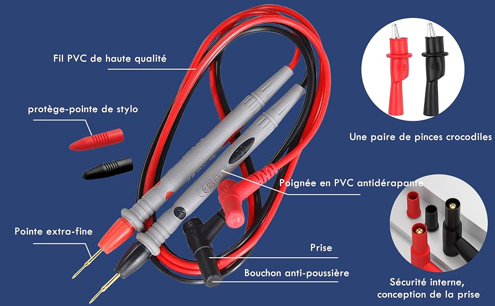 Illustration technique montrant différents types d'outils de sertissage et de connexion de fils surlignés en rouge et en bleu, avec des flèches indiquant leur utilisation.