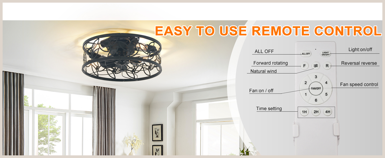 caged ceiling fans with lights