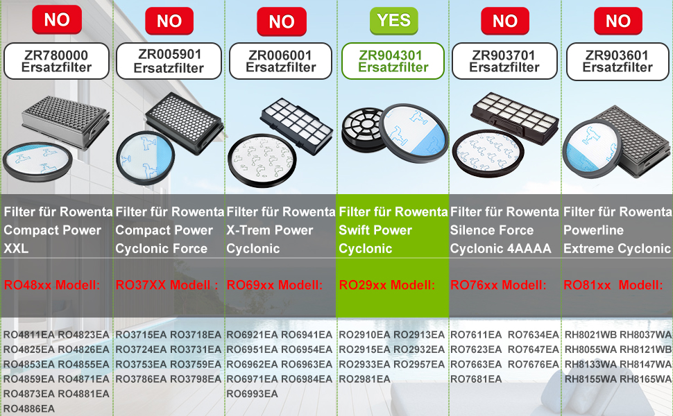 Filtre HEPA Compatible Avec Rowenta RO2910EA RO2913EA RO2915EA RO2932EA RO2933EA RO2957EA RO2981EA Swift Power Cyclonic RO29xx Filtres D'aspirateur Compatibles Avec Rowenta Filtre D'aspirateur