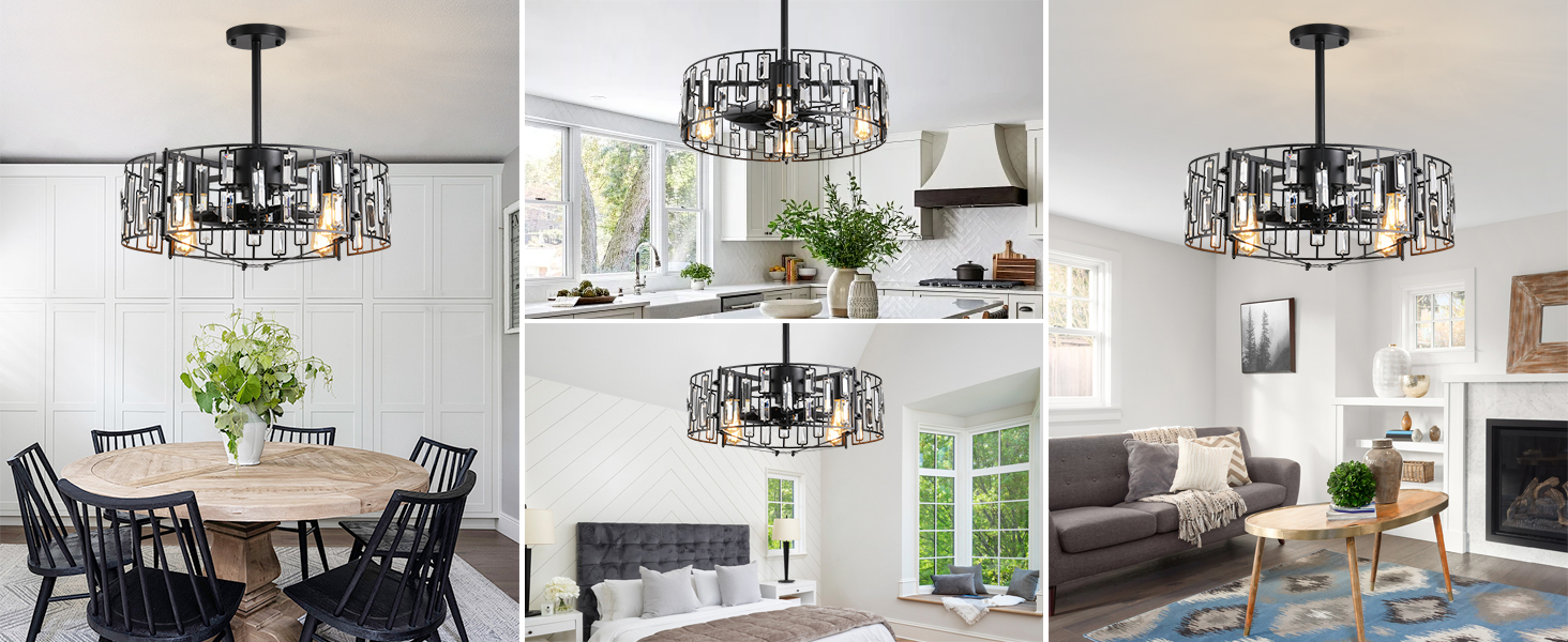 Crystal Caged Ceiling Fan with Lights