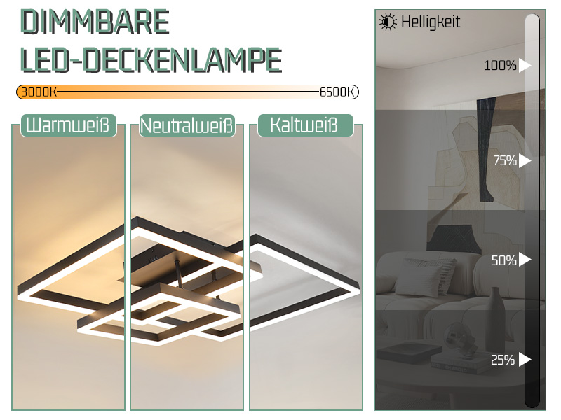 deckenlampe wohnzimmer dimmbar mit fernbedienung