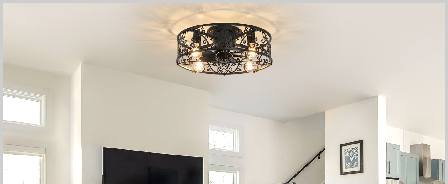 ceiling fan lights with remote control industrial black