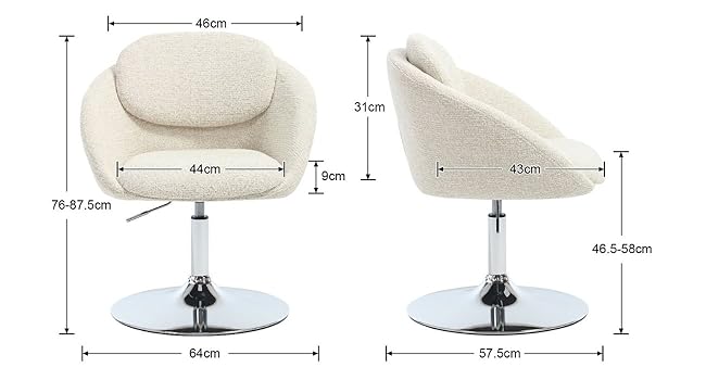 Diagrammes techniques des dimensions des produits montrant les mesures de ce qui semble être des meubles ou des accessoires, avec des spécifications détaillées de largeur et de hauteur.