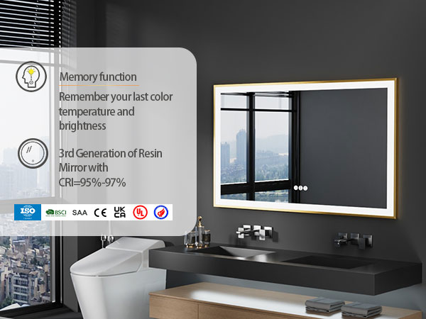 LUVODI SPECCHIO BAGNO CON FRONTALE LUCE LED LUSSO DECORATIVO CASA