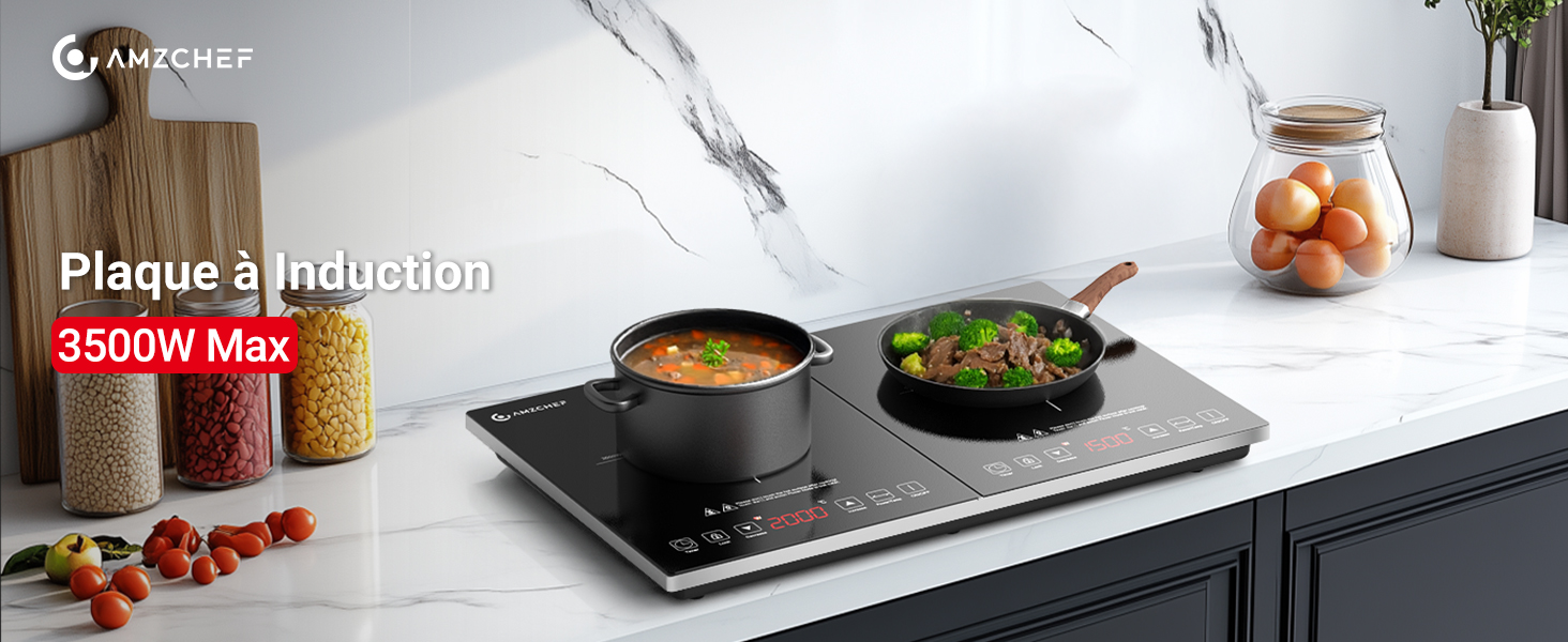 une plaque de cuisson avec deux casseroles et poêles dessus.