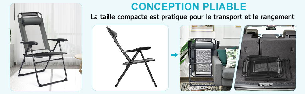 Lot de 2 Chaises de Jardin