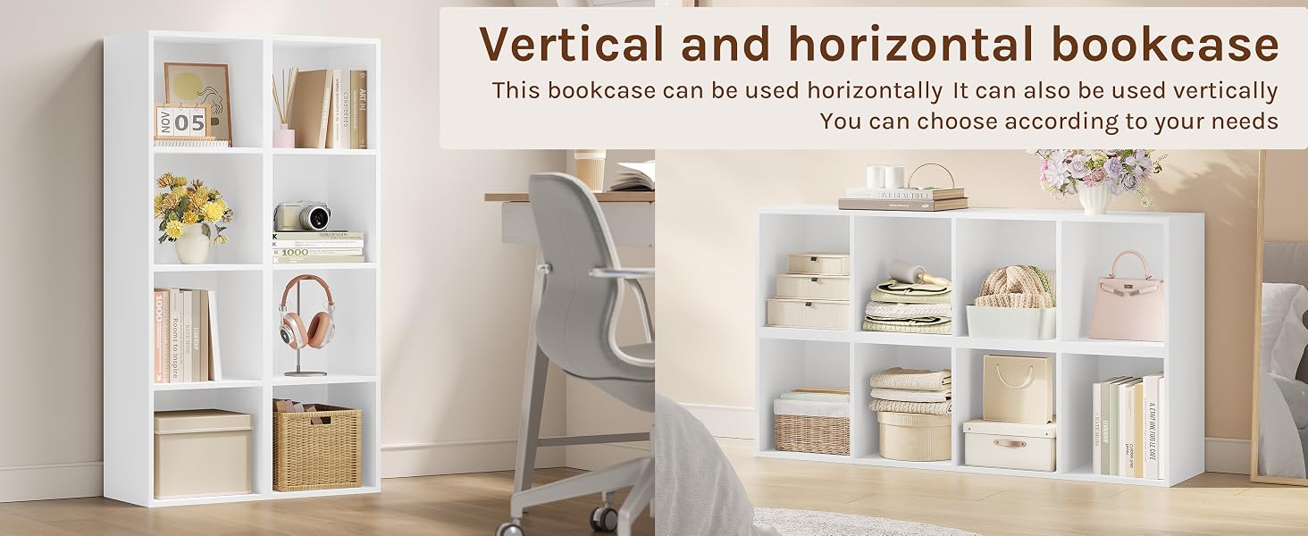 a white desk with a book case on it.