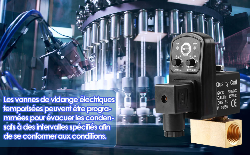 Vanne de vidange G1/2 DN15 Vanne de vidange électronique 