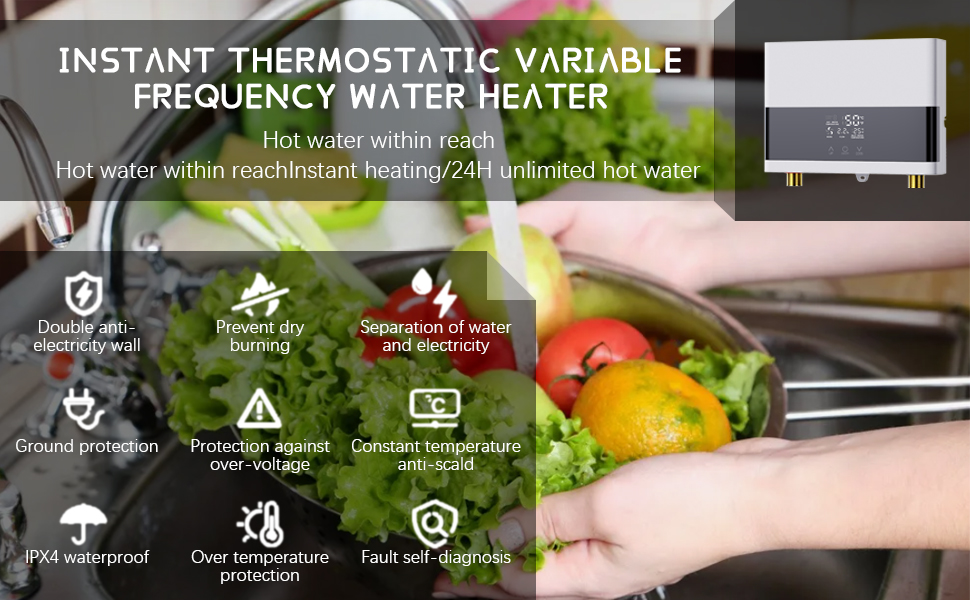 Scaldabagno Istantaneo Elettrico 6000W - Senza Serbatoio, Con Telecomando E Display LED, Per Bagno E Cucina - Foto 3