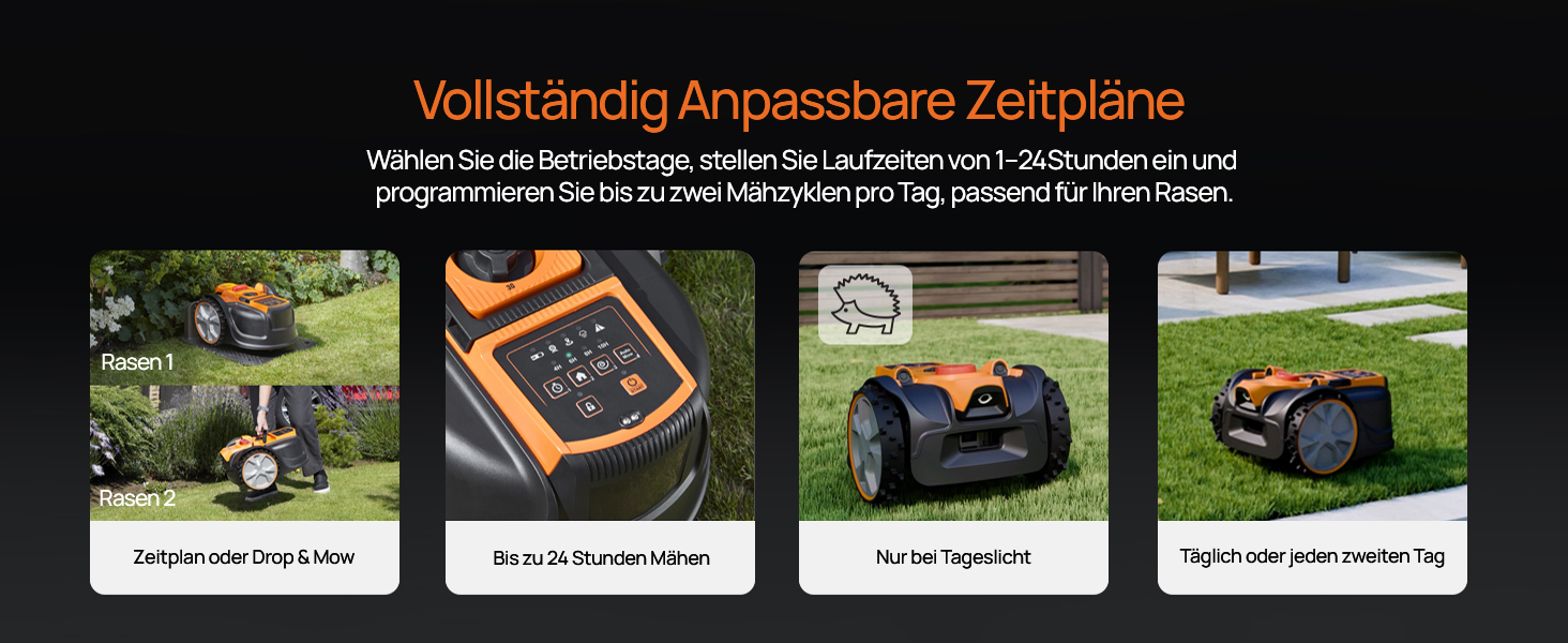 Der Text lautet „Verblüffende Arbeitsbank Zeit-Palme“. Sammlung von vier Produktbildern, die verschiedene Geräte und Geräte für den Außenbereich oder den Garten zeigen.