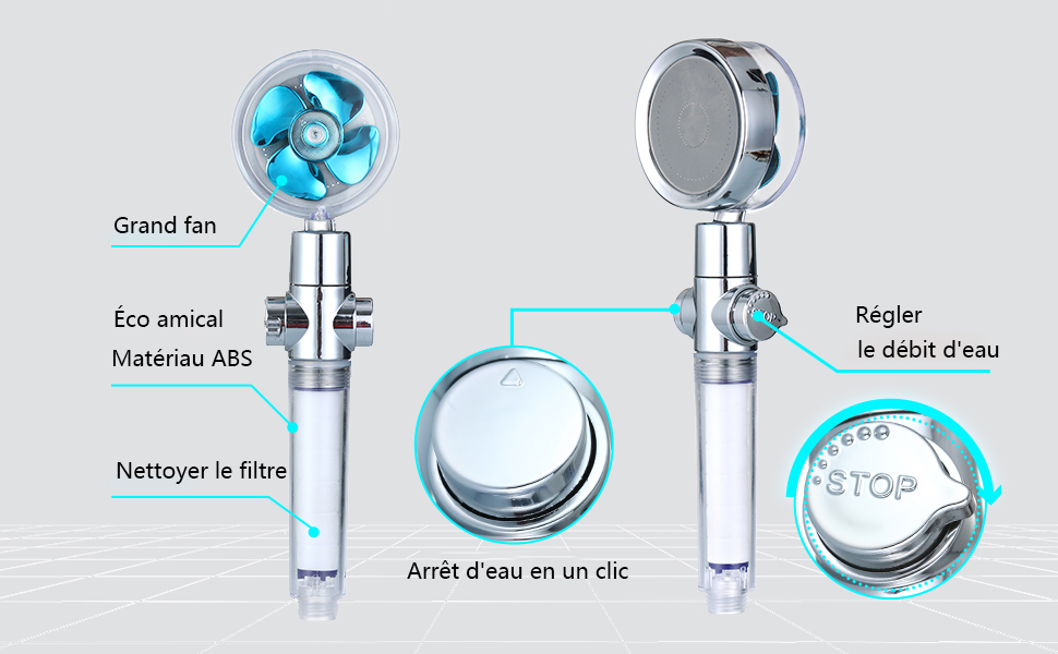 Pommeau de Douche Helice Haute Pression Filtre