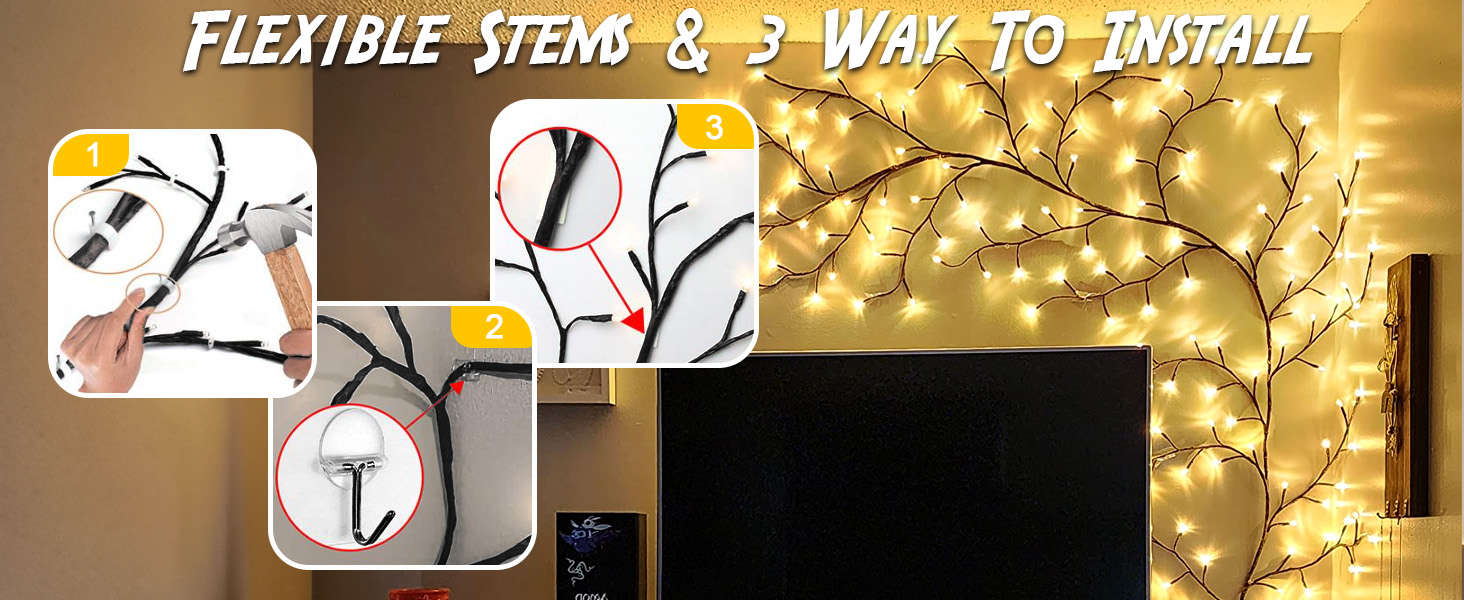 Arbres Lumineux LED, Illuminated Murale Interieur Vine Décoration,8 modes lumières des arbres,144