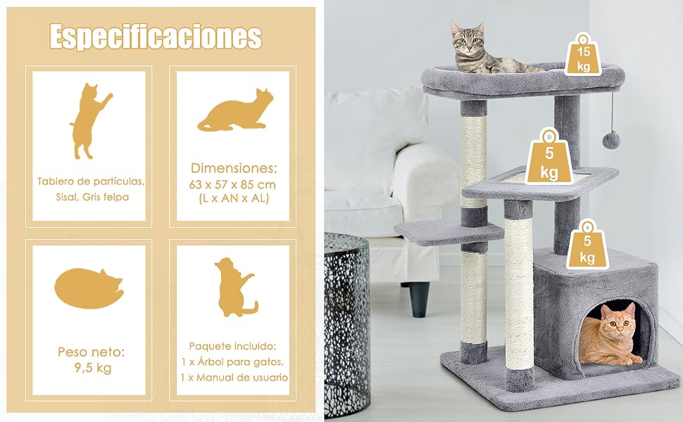 Árbol para Gatos de 4 Niveles