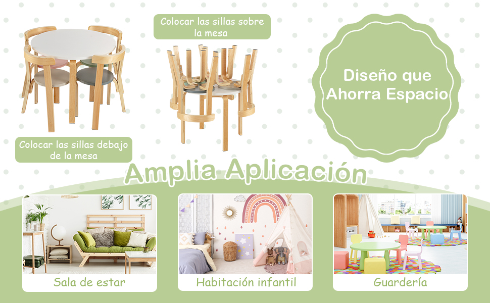  Juego de Mesa y Sillas para Niños