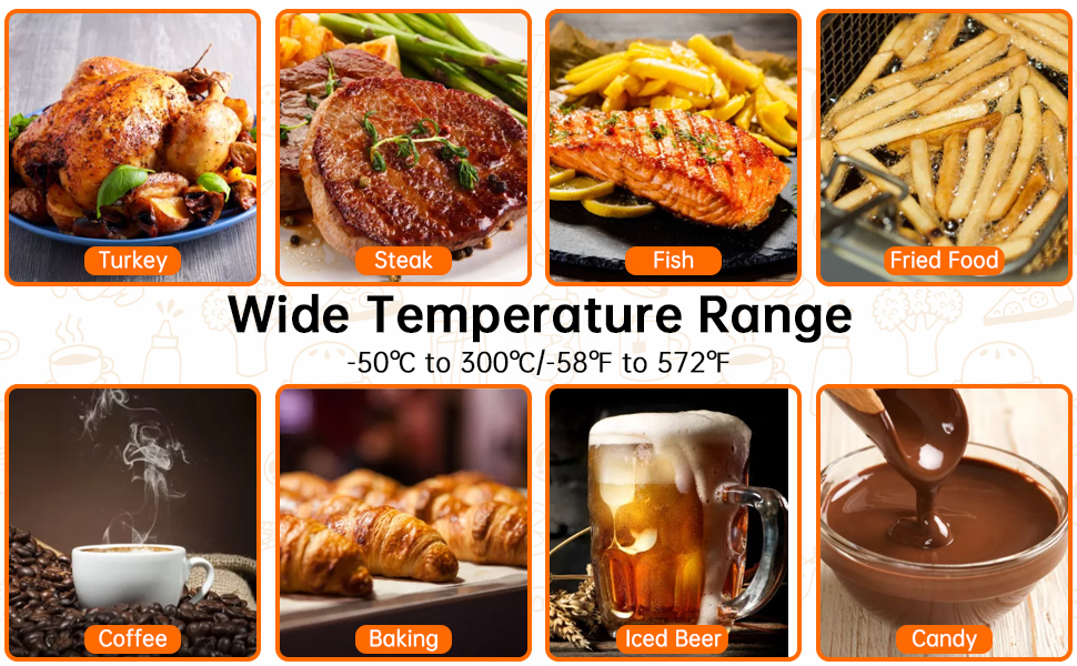 Instant Read Food Thermometer with External Wire Probe