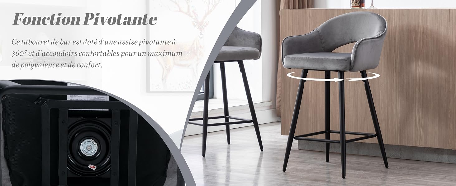 Tabourets de Bar en Velours Tabouret de Comptoir Moderne 