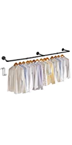 Barra Appendiabiti Industriale Da Parete 98 Cm – Nero – Portata 70 Kg – Per Camera, Cucina, Soffitto