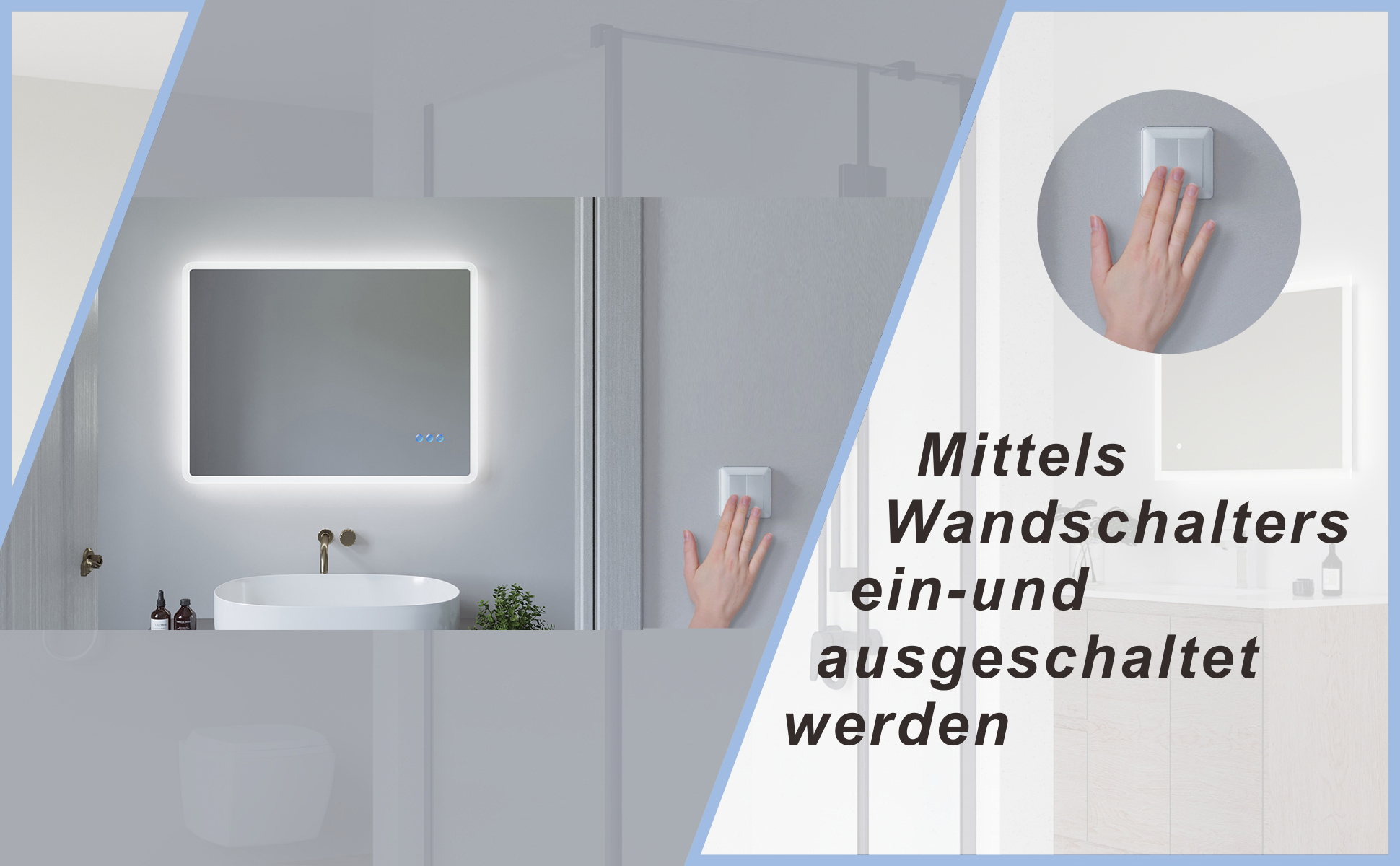 Badspiegel Beleuchtet LED Badezimmerspiegel 80x60cm BORAS Typ C