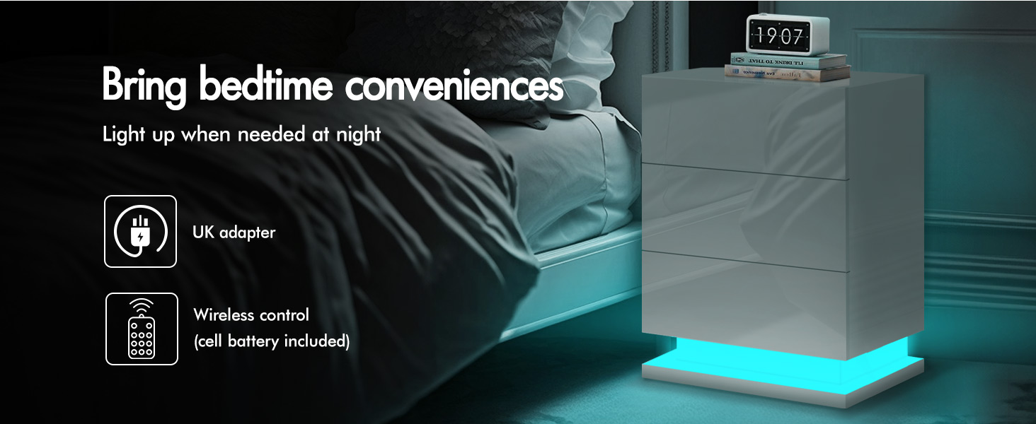 ELFORDSON LED Bedside Tables