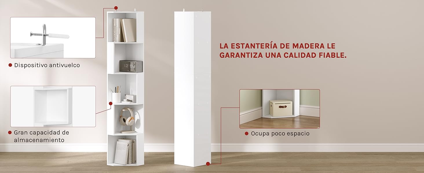 libreria estanteria biblioteca blanca estantes almacenaje 5 niveles estanterias de pie