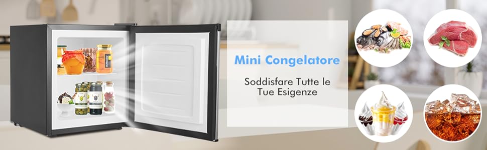 RELAX4LIFE Mini Congelatore da 31 L, Congelatore Verticale in Acciaio  Inossidabile Durevole, Congelatore a 2 Livelli con Cavo Lungo 1,5 m per  Dormitorio e Ufficio, 44,5 x 46 x 48,5 cm