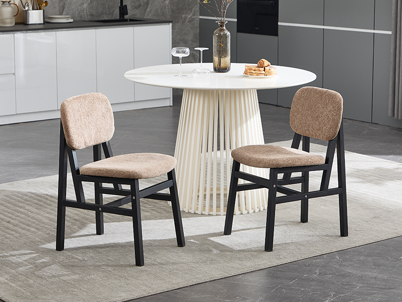 Modern living room furniture set featuring beige upholstered chairs with black legs, shown from multiple angles in a minimalist interior setting.